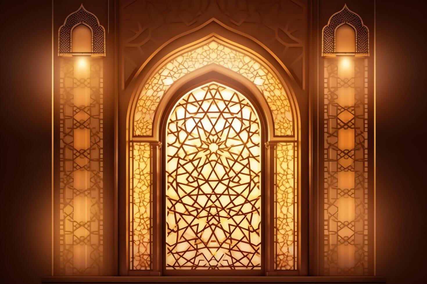 Eid mubarak and ramadan kareem greetings with islamic lantern and mosque. Eid al fitr background. Eid al fitr background of window concept by photo