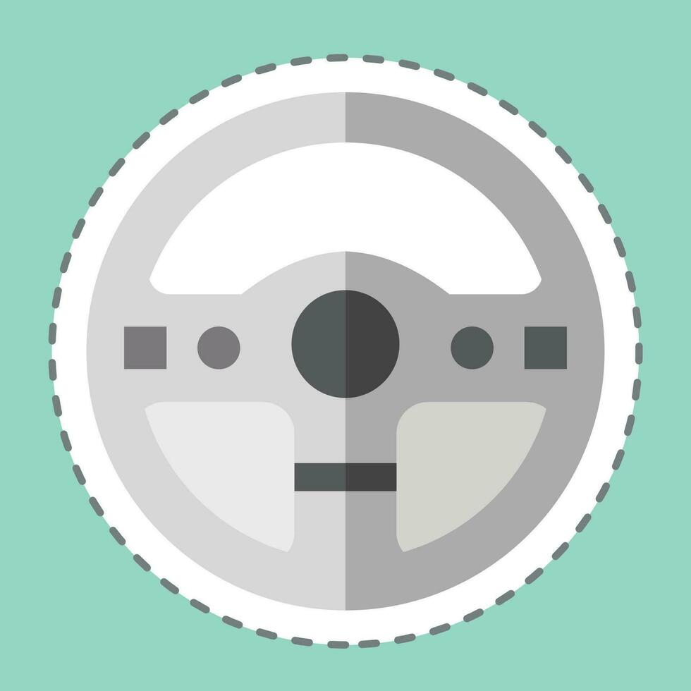 Sticker line cut Steering Wheel. related to Racing symbol. simple design editable. simple illustration vector