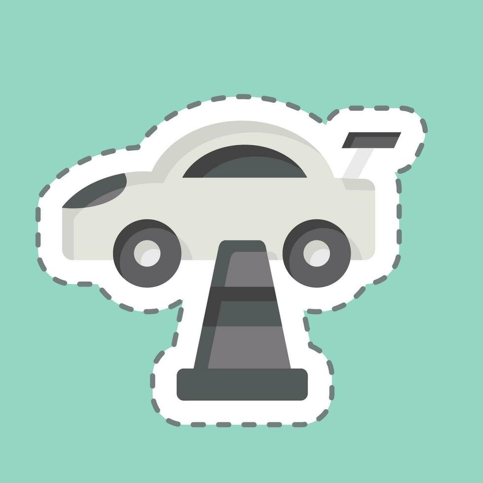 Sticker line cut Traffic Cone. related to Racing symbol. simple design editable. simple illustration vector