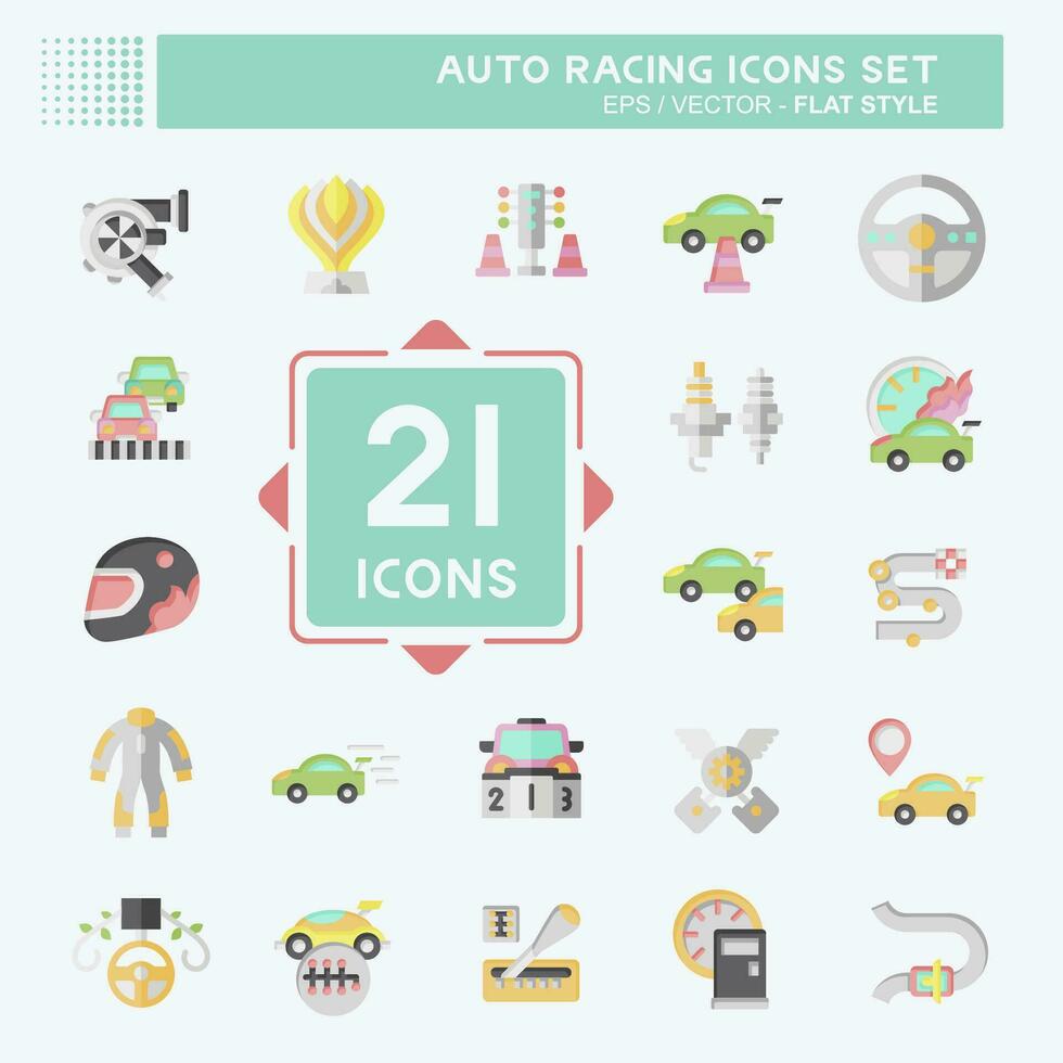 Icon Set Auto Racing. related to Racing symbol. flat style. simple design editable. simple illustration vector