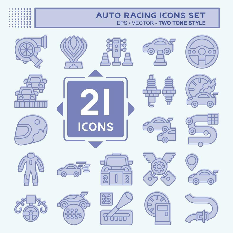Icon Set Auto Racing. related to Racing symbol. two tone style. simple design editable. simple illustration vector