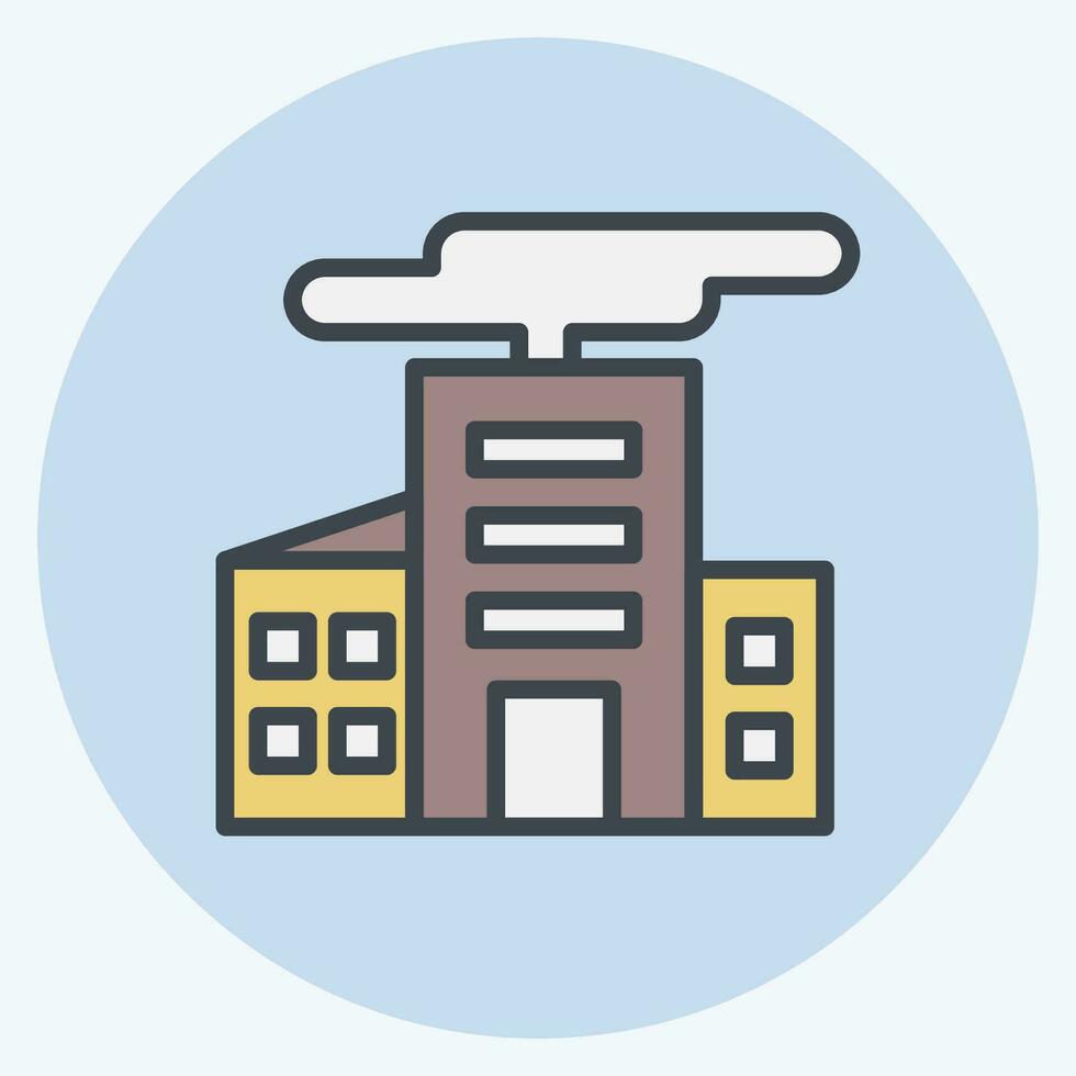 Icon Damage In The City. related to Nuclear symbol. color mate style. simple design editable. simple illustration vector