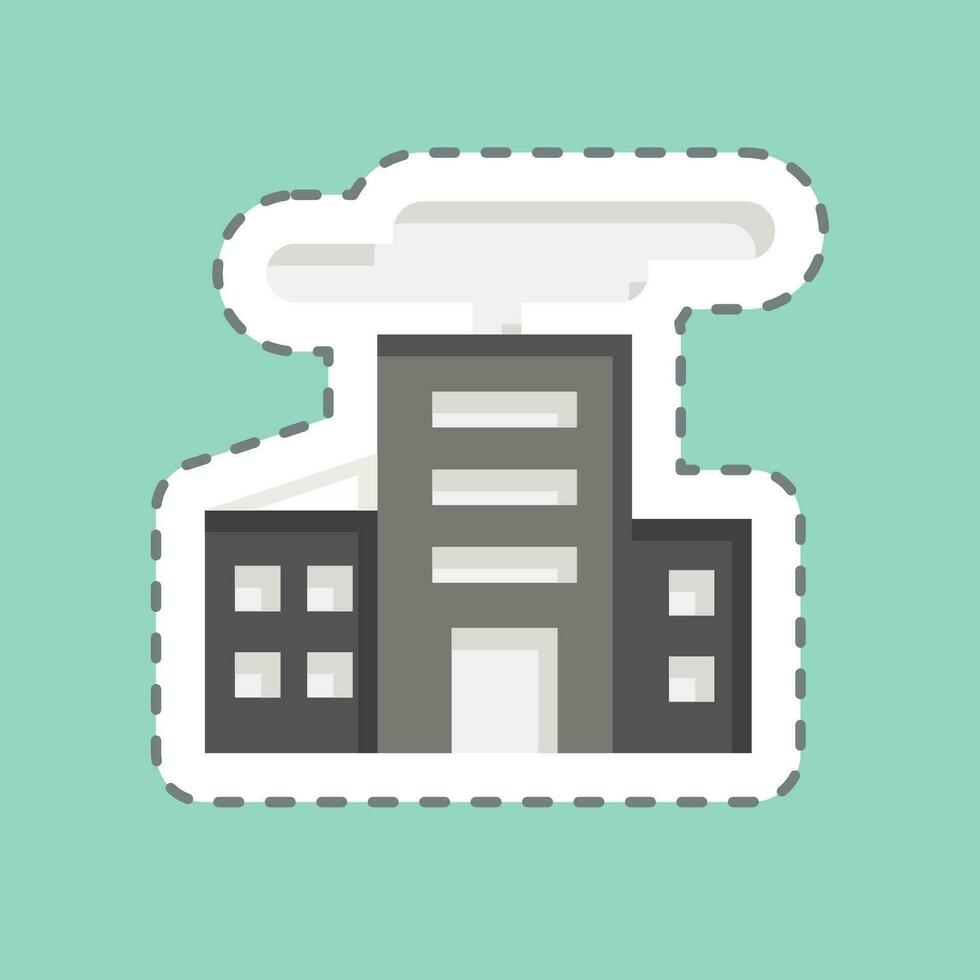 Sticker line cut Damage In The City. related to Nuclear symbol. simple design editable. simple illustration vector