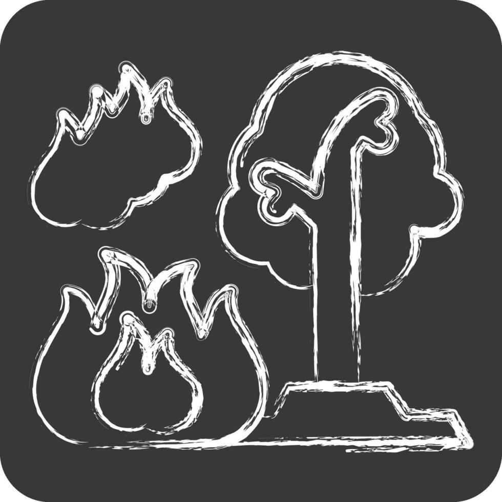 Icon Forest Fires. related to Nuclear symbol. chalk Style. simple design editable. simple illustration vector