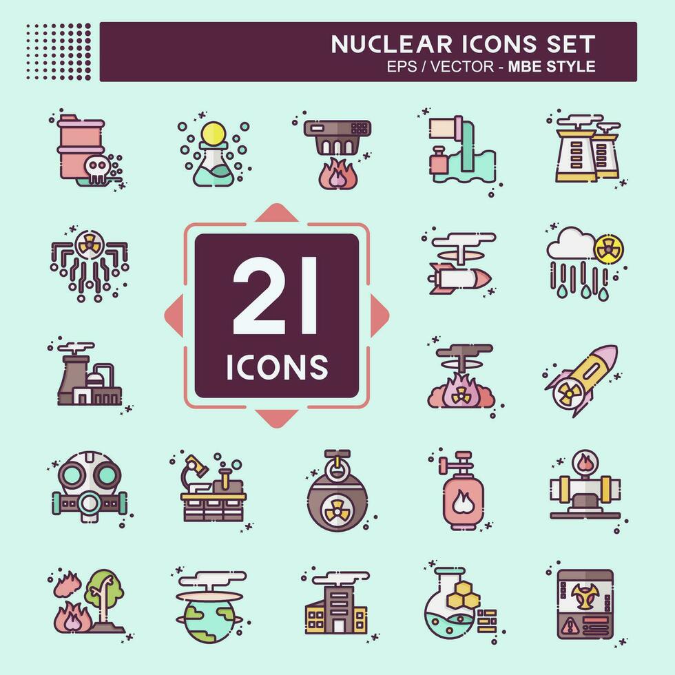 Icon Set Nuclear. related to Nuclear symbol. MBE style. simple design editable. simple illustration vector