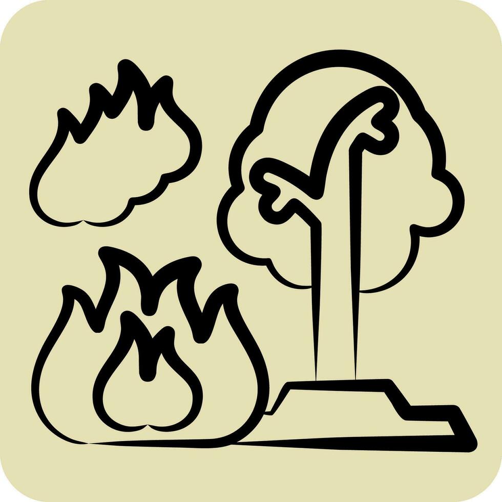 Icon Forest Fires. related to Nuclear symbol. hand drawn style. simple design editable. simple illustration vector