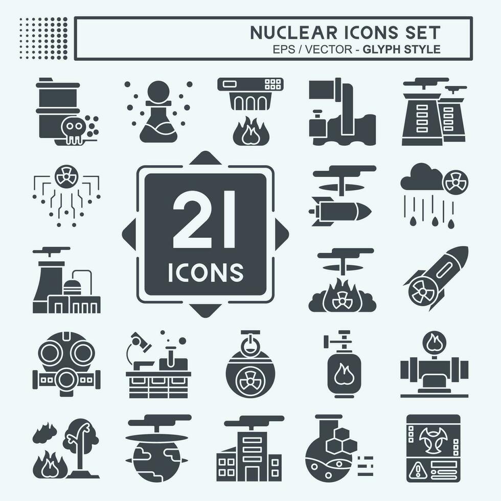 Icon Set Nuclear. related to Nuclear symbol. glyph style. simple design editable. simple illustration vector