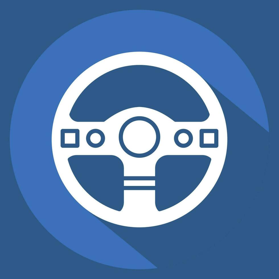 Icon Steering Wheel. related to Racing symbol. long shadow style. simple design editable. simple illustration vector