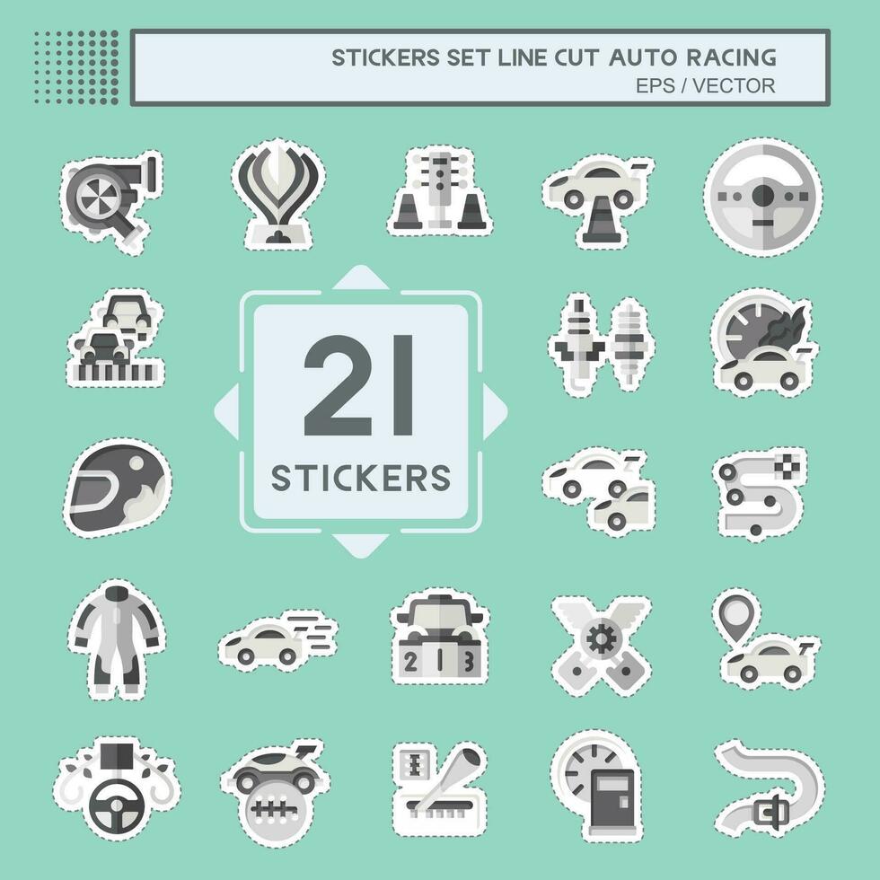 Sticker line cut Set Auto Racing. related to Racing symbol. simple design editable. simple illustration vector