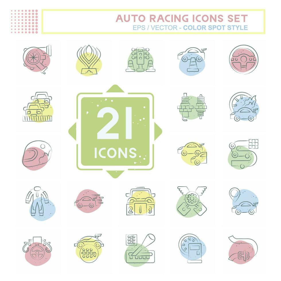 Icon Set Auto Racing. related to Racing symbol. Color Spot Style. simple design editable. simple illustration vector