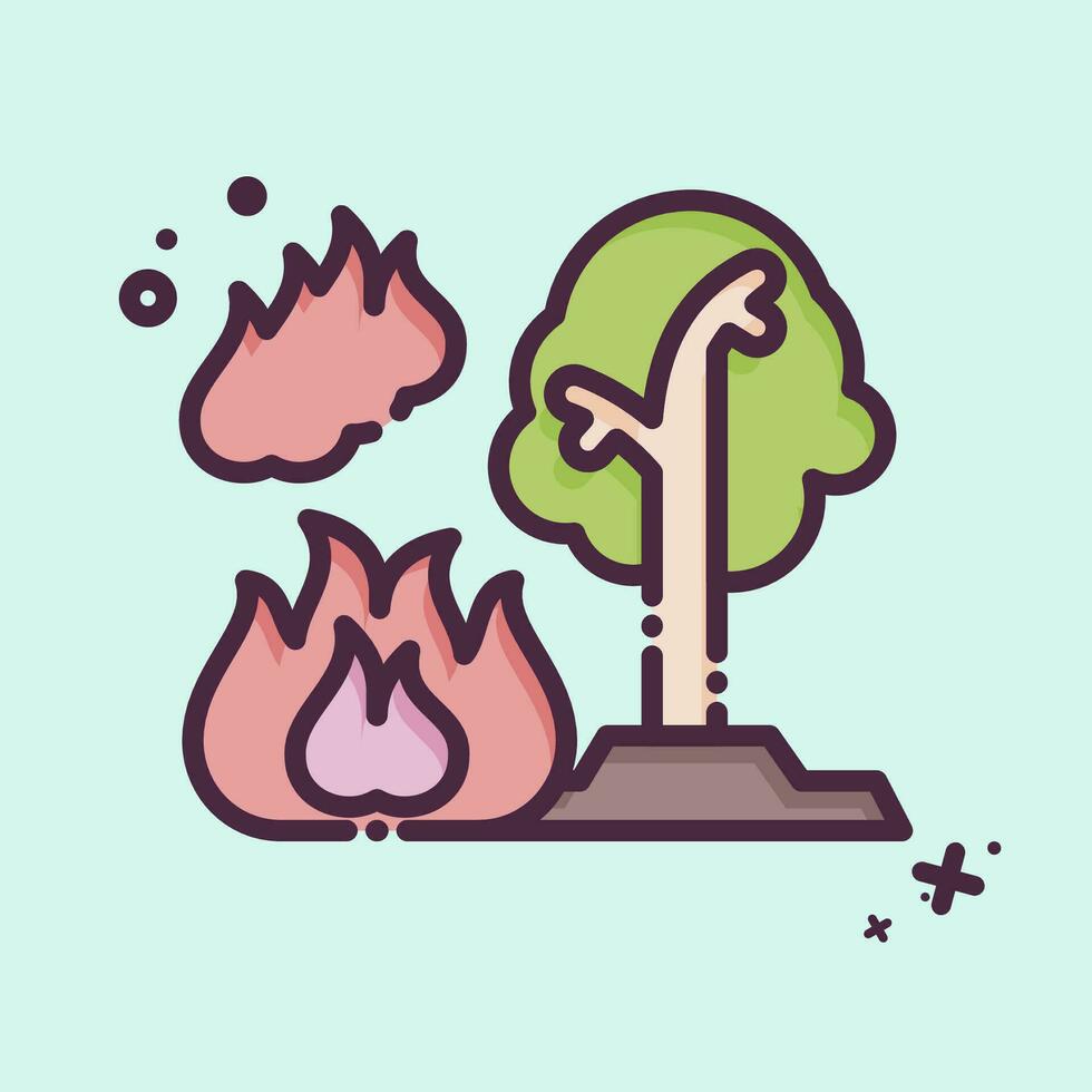 Icon Forest Fires. related to Nuclear symbol. MBE style. simple design editable. simple illustration vector