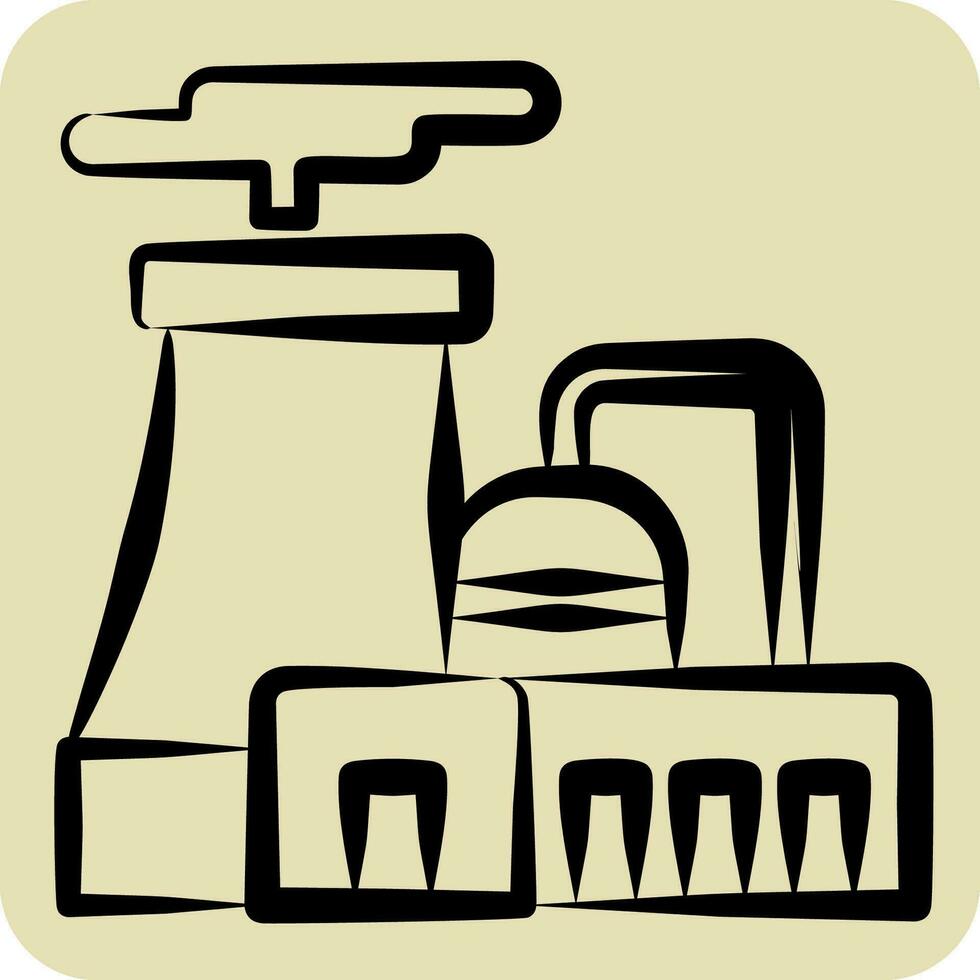 Icon Nuclear Plant. related to Nuclear symbol. hand drawn style. simple design editable. simple illustration vector