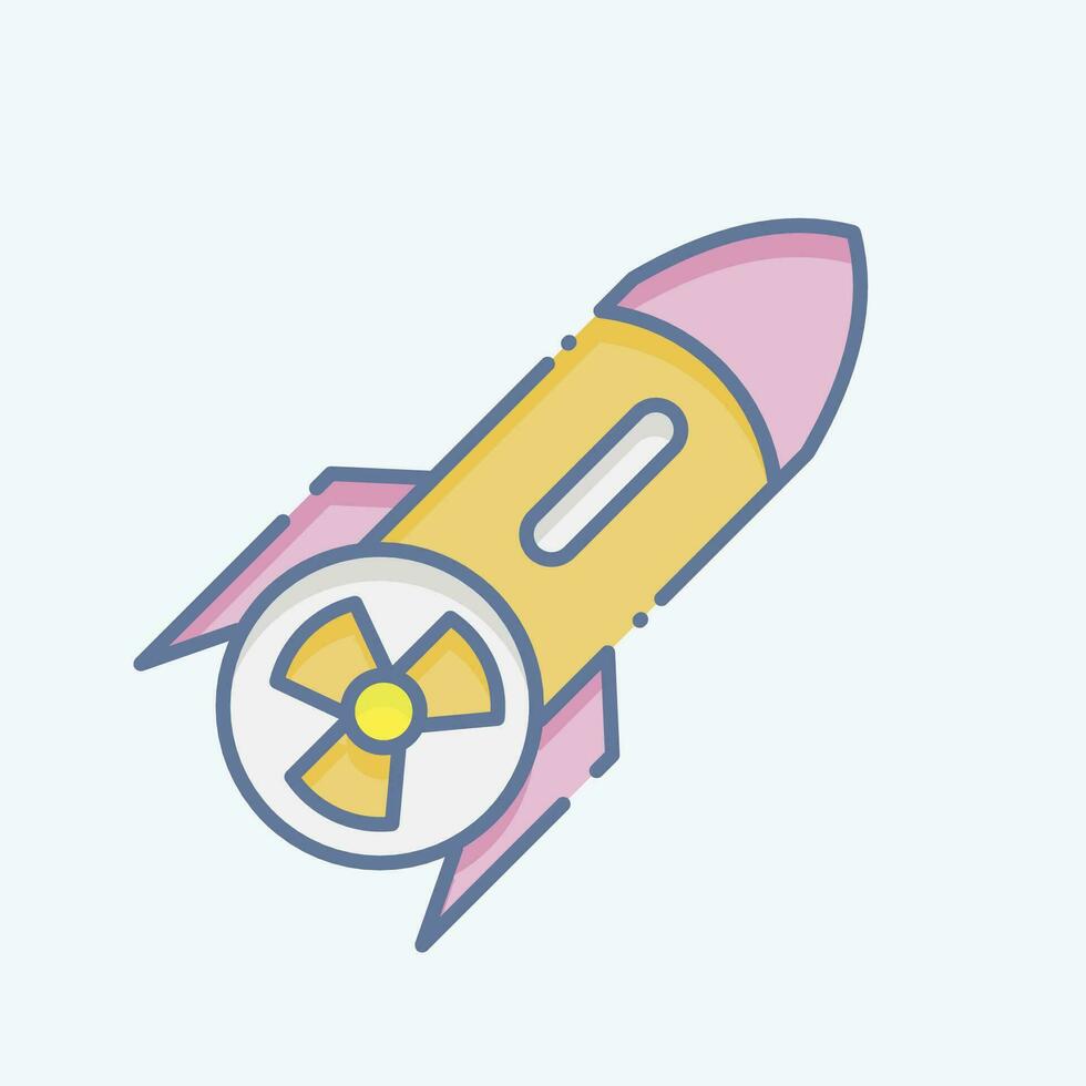 Icon Nuclear Label. related to Nuclear symbol. long shadow style. simple design editable. simple illustration vector