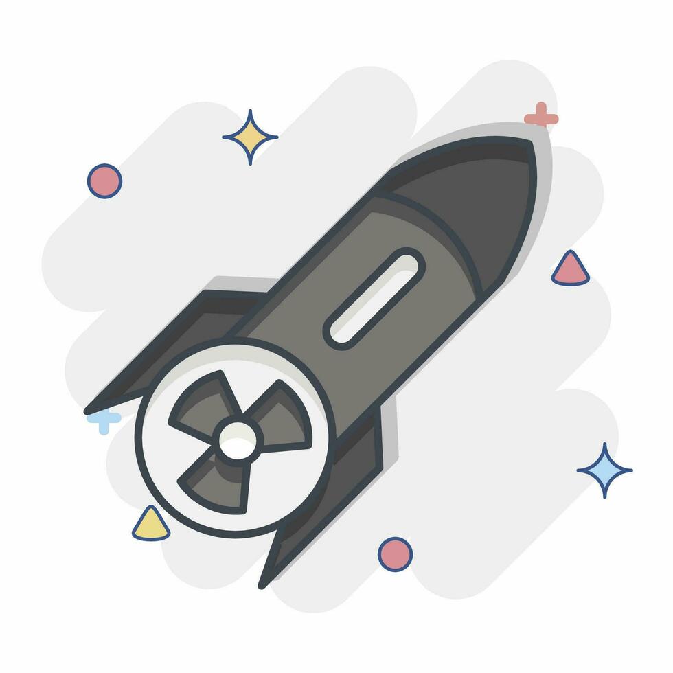 icono nuclear etiqueta. relacionado a nuclear símbolo. cómic estilo. sencillo diseño editable. sencillo ilustración vector