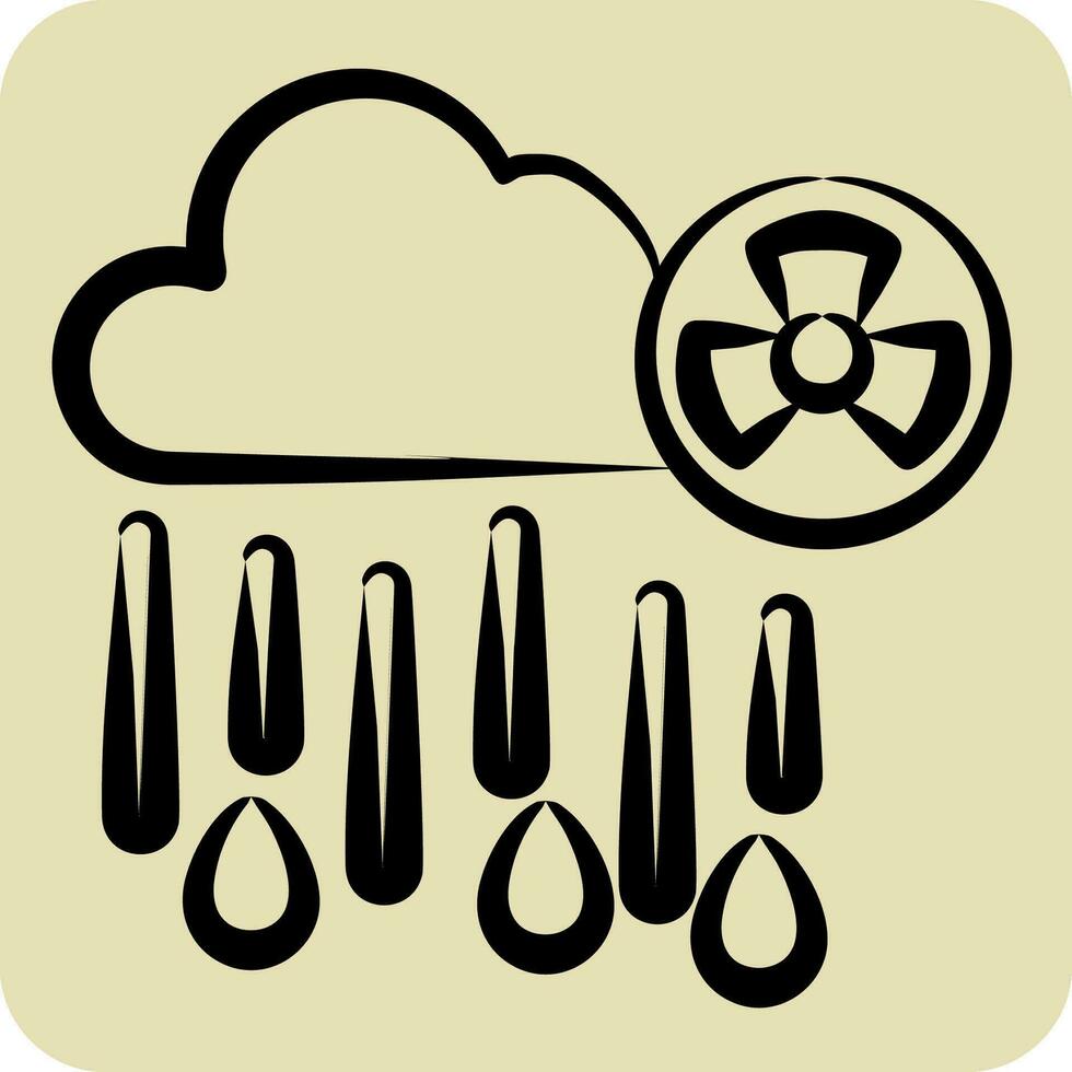 Icon Nuclear Rain. related to Nuclear symbol. hand drawn style. simple design editable. simple illustration vector