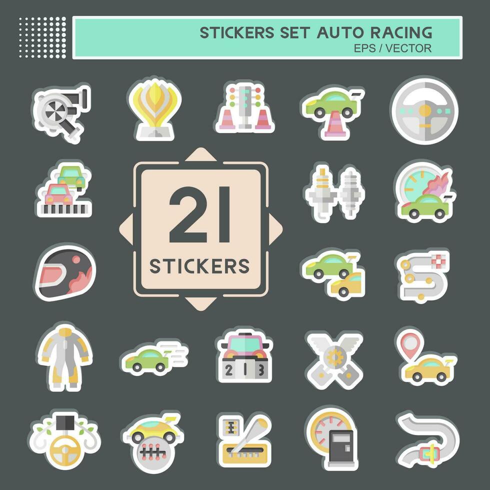 Sticker Set Auto Racing. related to Racing symbol. simple design editable. simple illustration vector