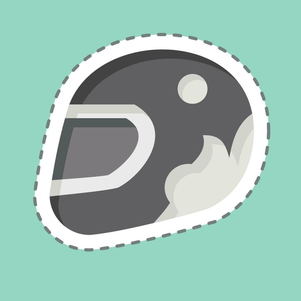 Sticker line cut Racing Helmet. related to Racing symbol. simple design editable. simple illustration vector