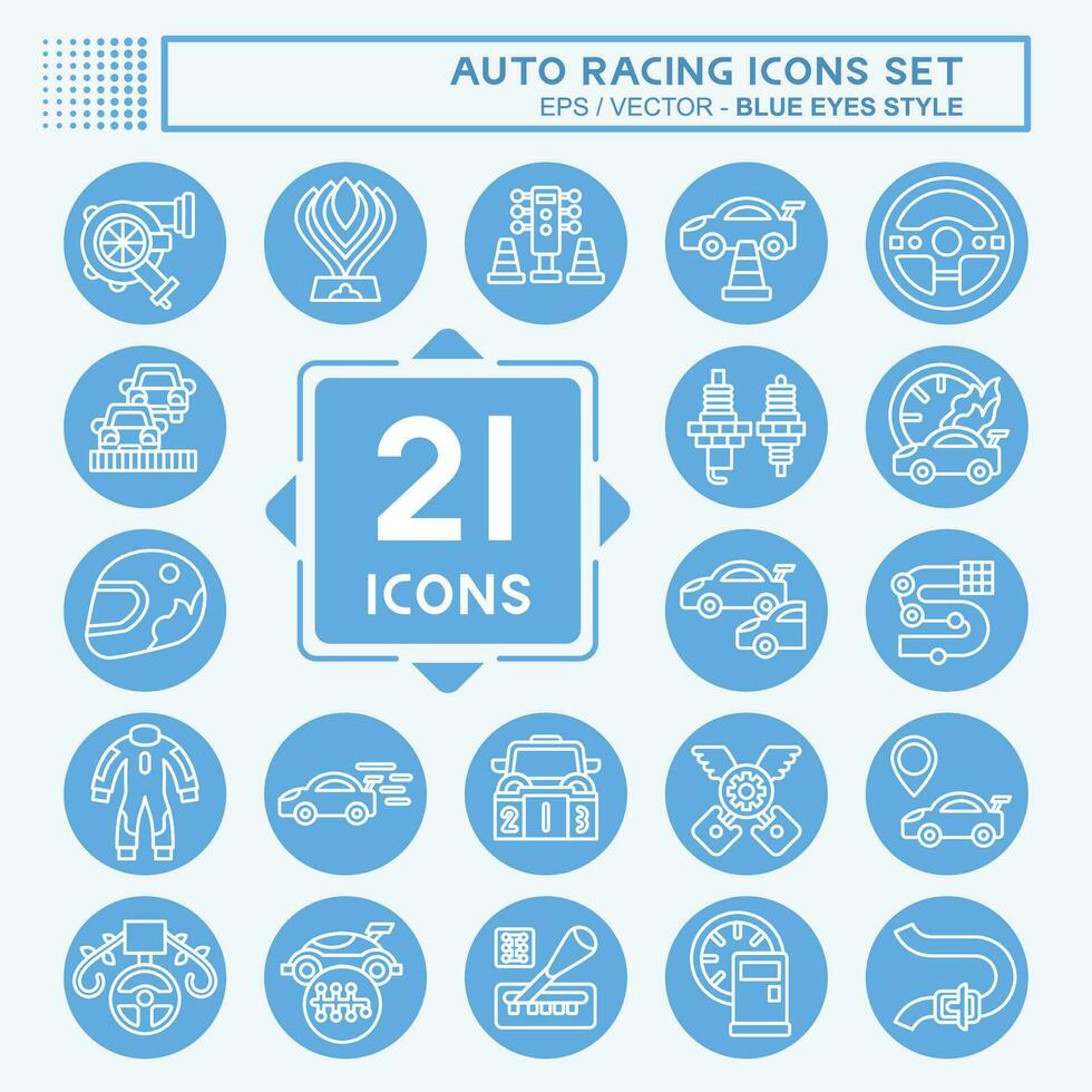 Icon Set Auto Racing. related to Racing symbol. blue eyes style. simple design editable. simple illustration vector