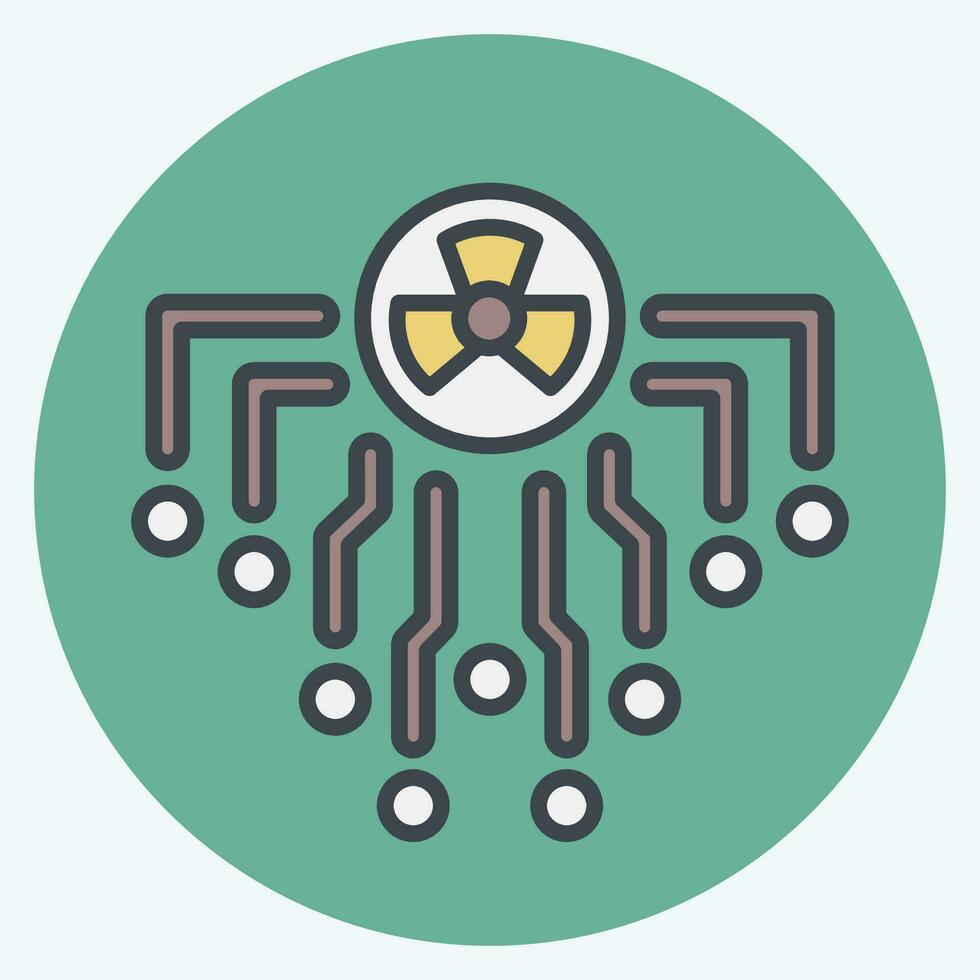 Icon Radiation. related to Nuclear symbol. color mate style. simple design editable. simple illustration vector