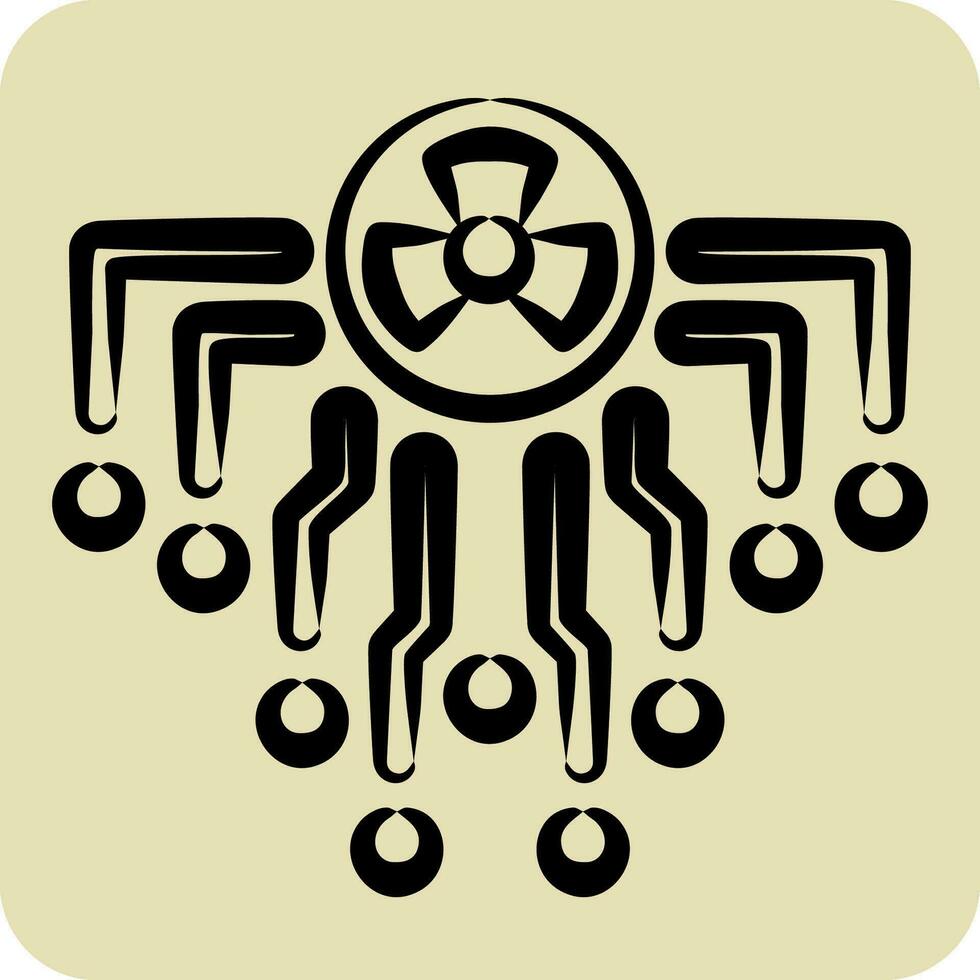 Icon Radiation. related to Nuclear symbol. hand drawn style. simple design editable. simple illustration vector