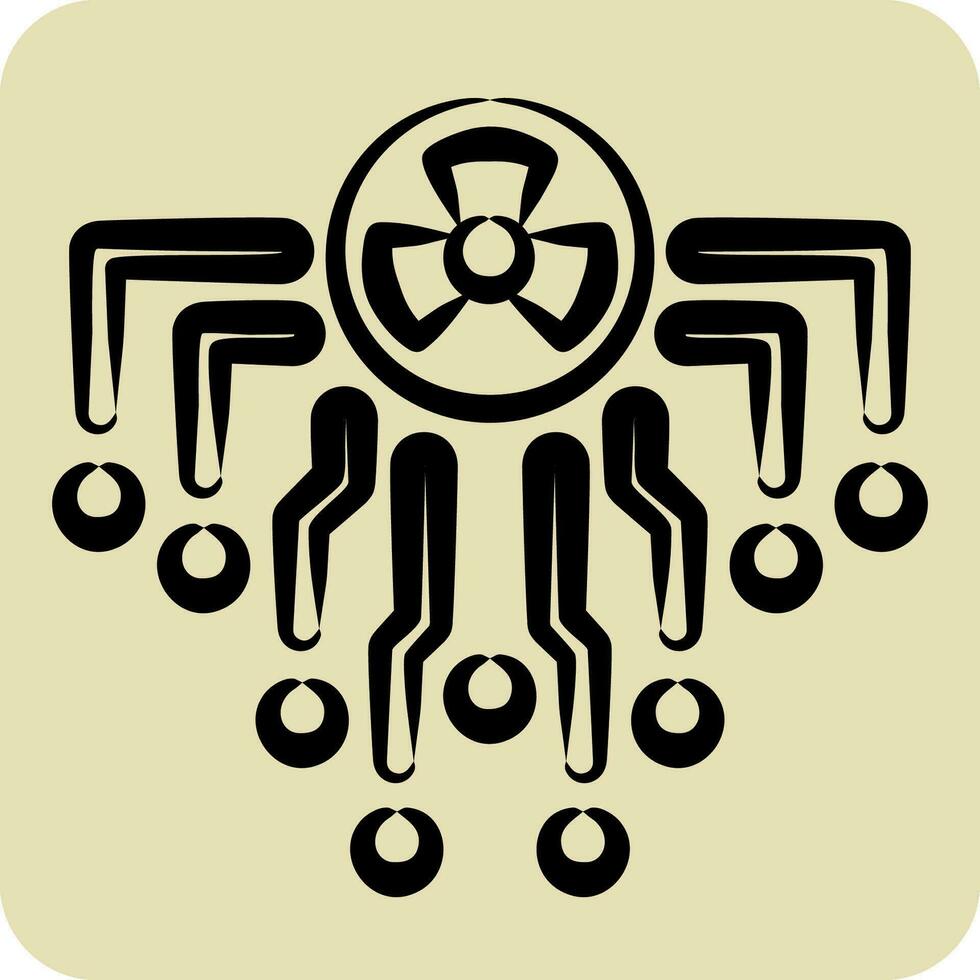 Icon Radiation. related to Nuclear symbol. hand drawn style. simple design editable. simple illustration vector