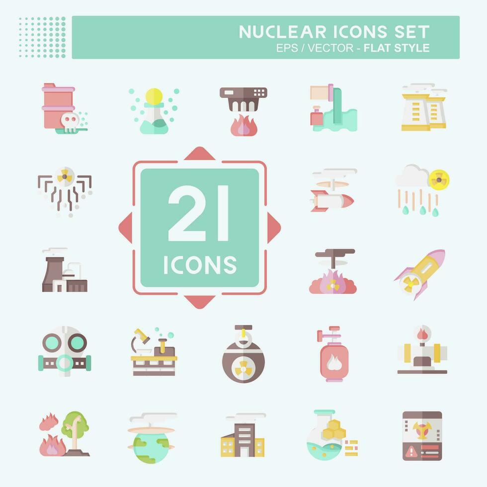 Icon Set Nuclear. related to Nuclear symbol. flat style. simple design editable. simple illustration vector