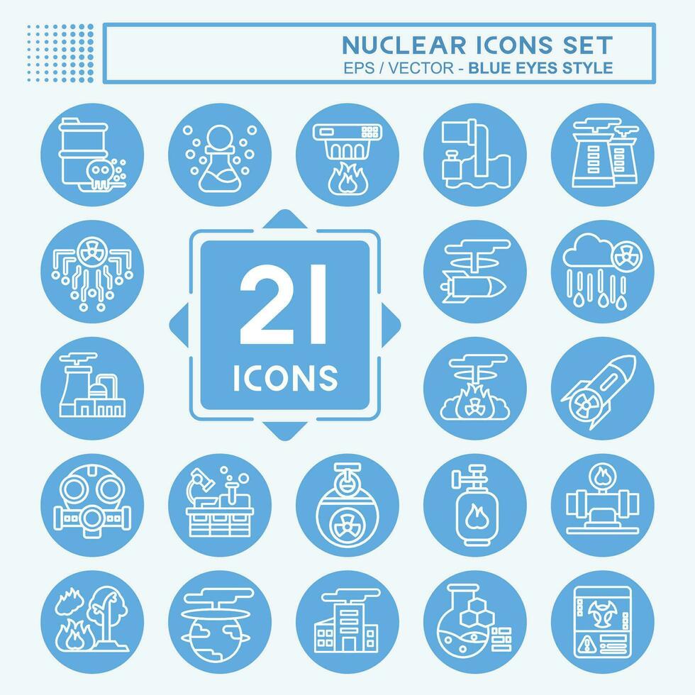 Icon Set Nuclear. related to Nuclear symbol. blue eyes style. simple design editable. simple illustration vector