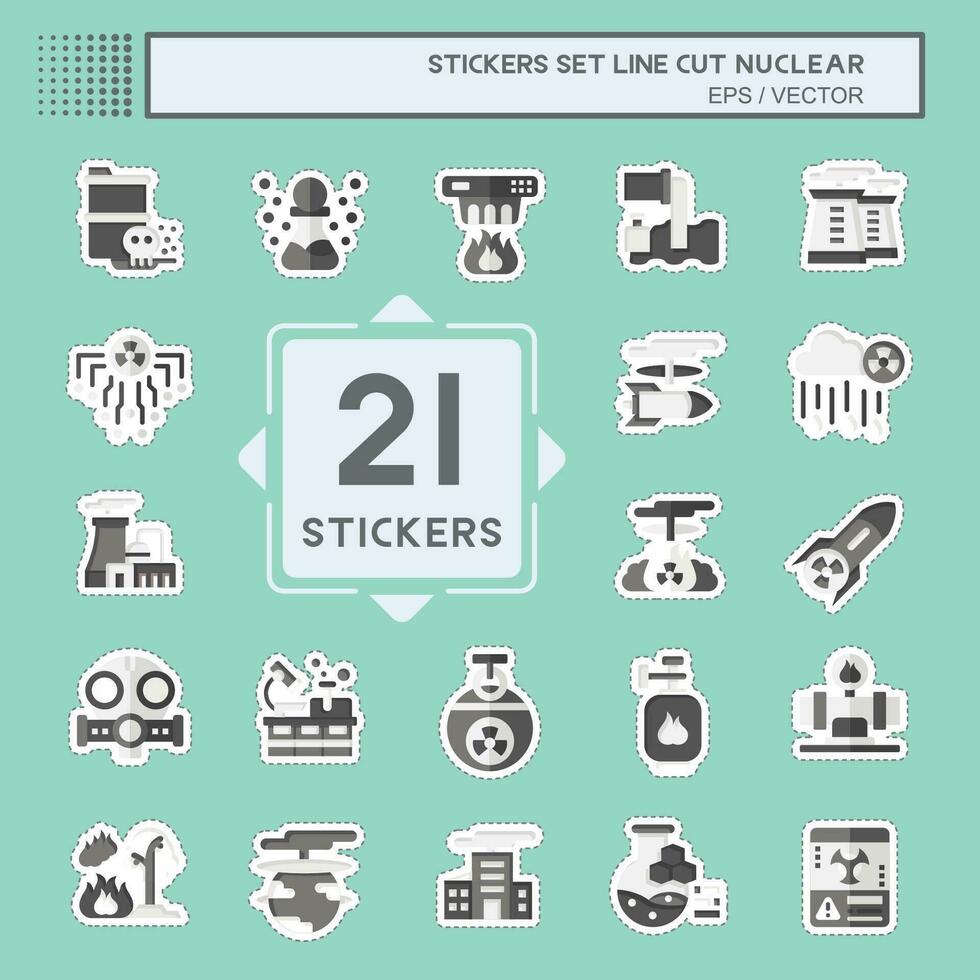 Sticker line cut Set Nuclear. related to Nuclear symbol. simple design editable. simple illustration vector