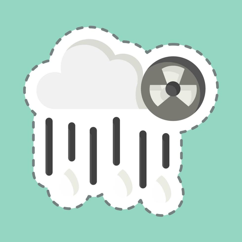 pegatina línea cortar nuclear lluvia. relacionado a nuclear símbolo. sencillo diseño editable. sencillo ilustración vector