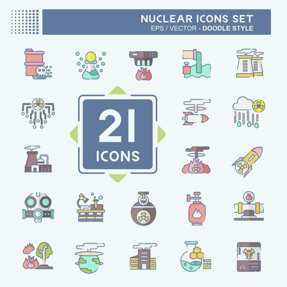 Icon Set Nuclear. related to Nuclear symbol. long shadow style. simple design editable. simple illustration vector