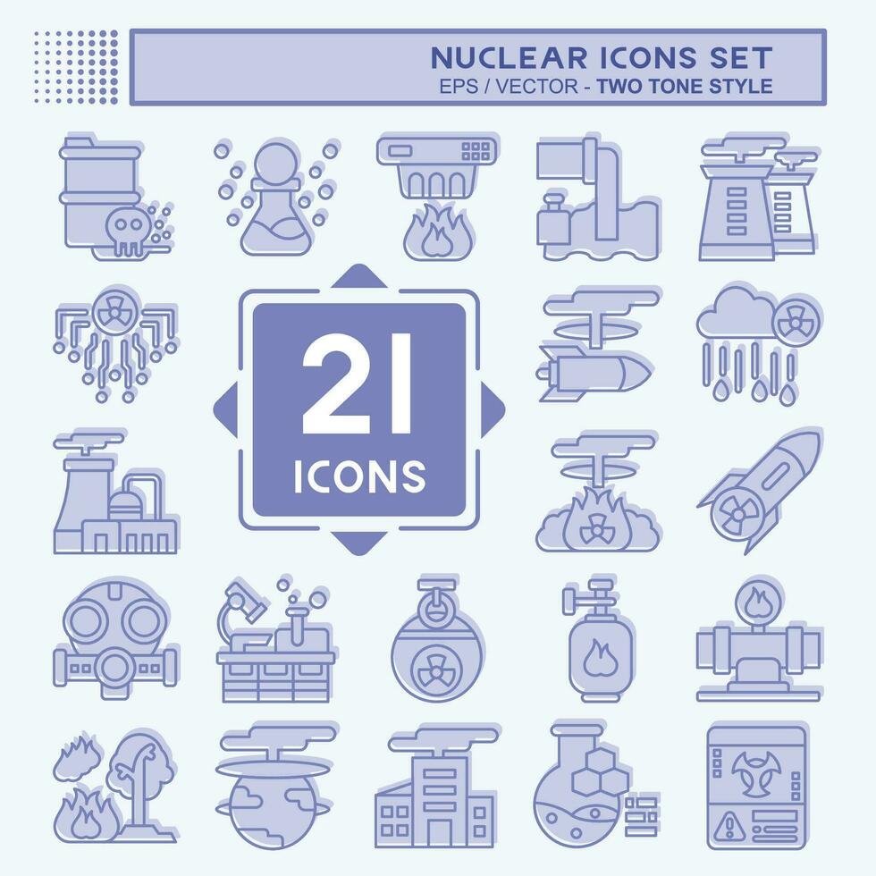 Icon Set Nuclear. related to Nuclear symbol. two tone style. simple design editable. simple illustration vector