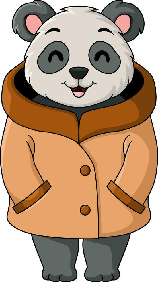 Cute panda cartoon wearing jacket vector