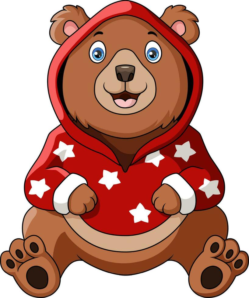 Cute bear cartoon wearing jacket vector