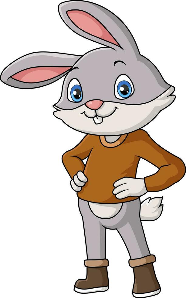 Cute bunny cartoon wearing clothes vector