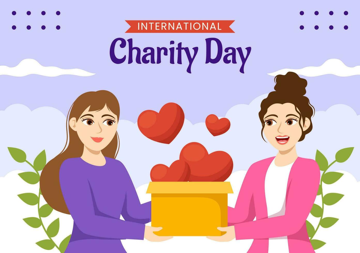 International Day of Charity Social Media Background Flat Cartoon Hand Drawn Templates Illustration vector