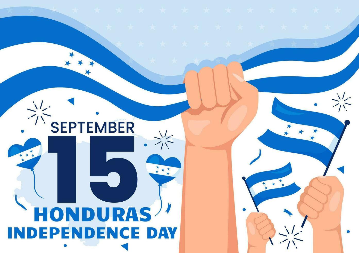 Happy Honduras Independence Day Vector Illustration on September 15 with Waving Flag Background in National Holiday Hand Drawn Templates