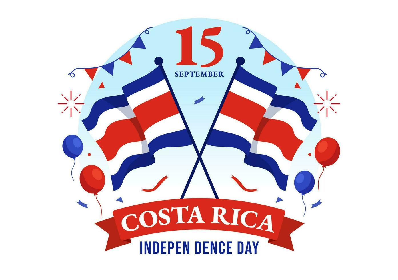 contento independencia día de costa rica vector ilustración en