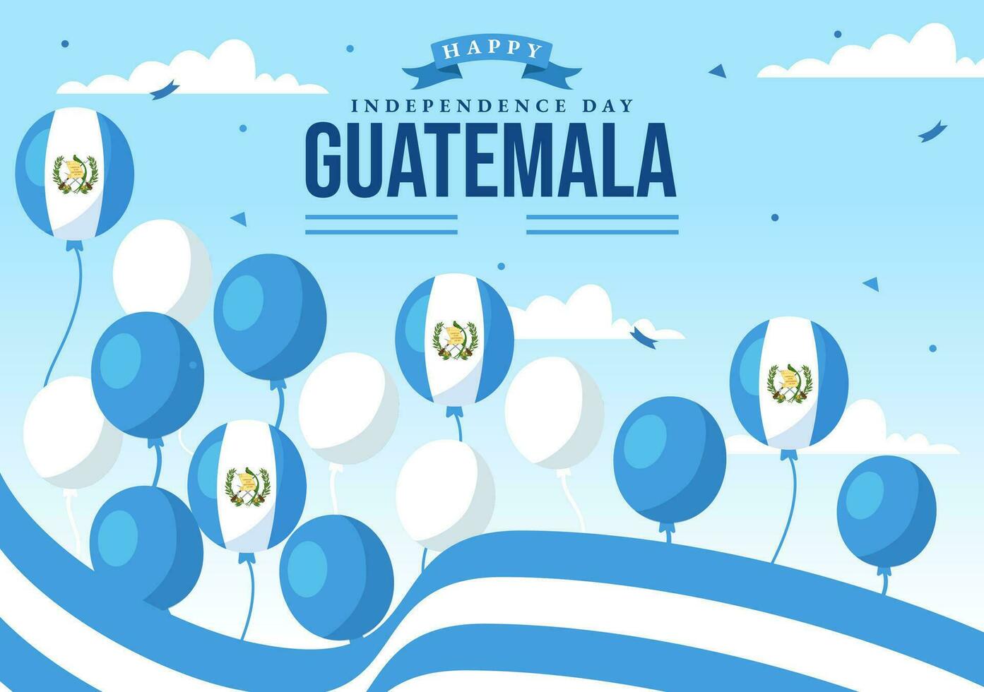 Guatemala independencia día vector ilustración en septiembre 15 con ondulación bandera antecedentes en nacional fiesta plano dibujos animados mano dibujado plantillas