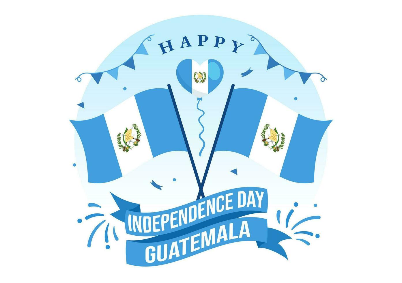 Guatemala Independence Day Vector Illustration on September 15 with Waving Flag Background in National Holiday Flat Cartoon Hand Drawn Templates