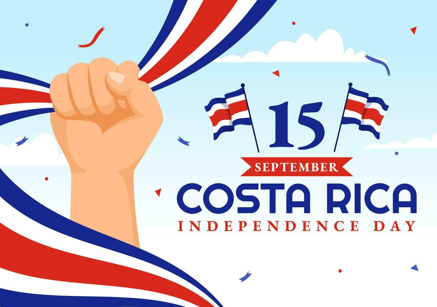 contento independencia día de costa rica vector ilustración en septiembre 15 con ondulación