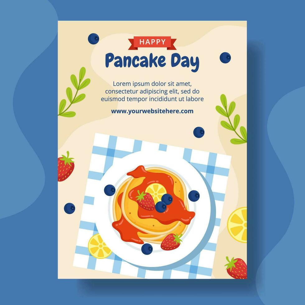 Pancake Day Vertical Poster Flat Cartoon Hand Drawn Templates Background Illustration vector