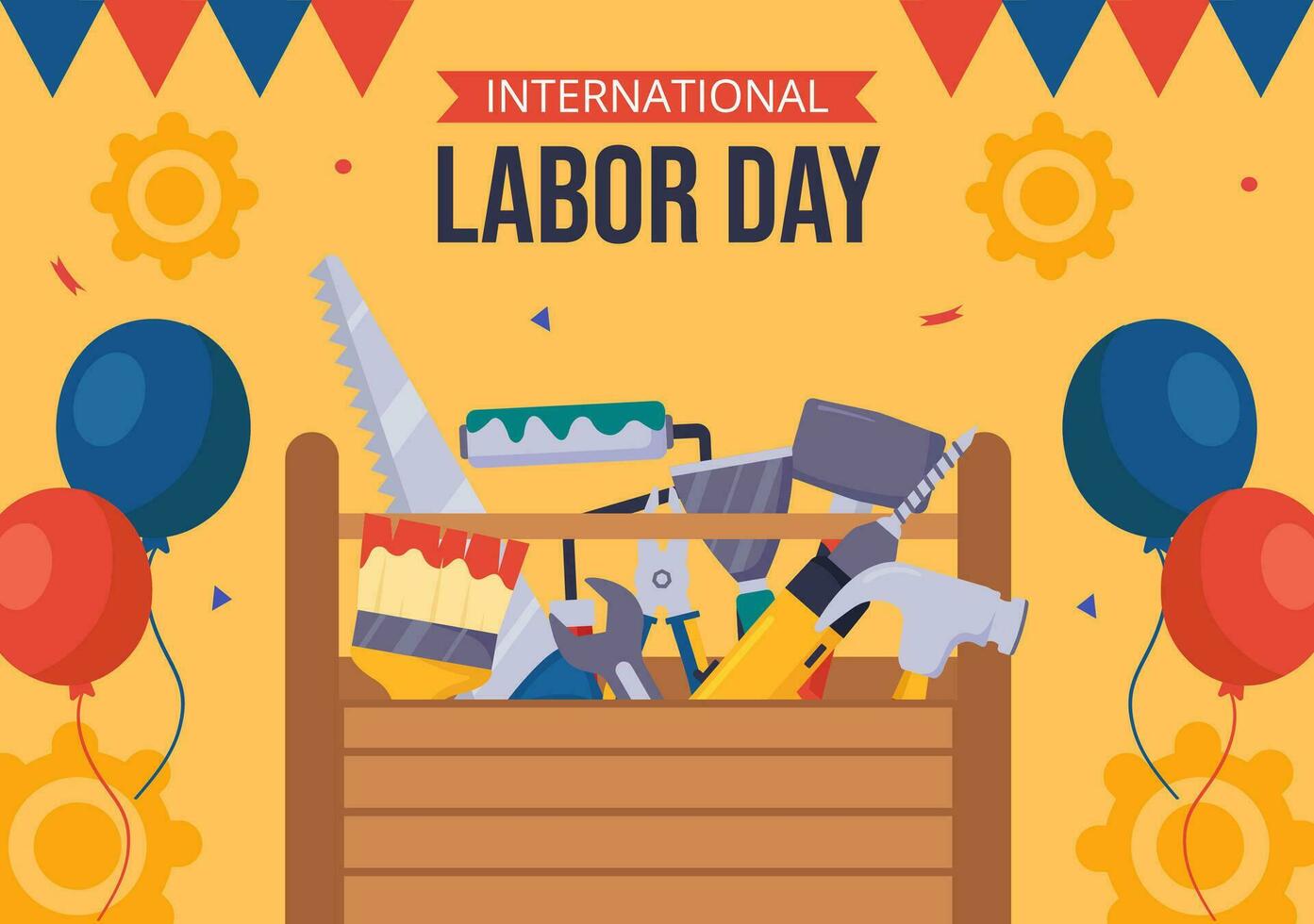 Happy Labor Day Social Media Background Flat Cartoon Hand Drawn Templates Illustration vector