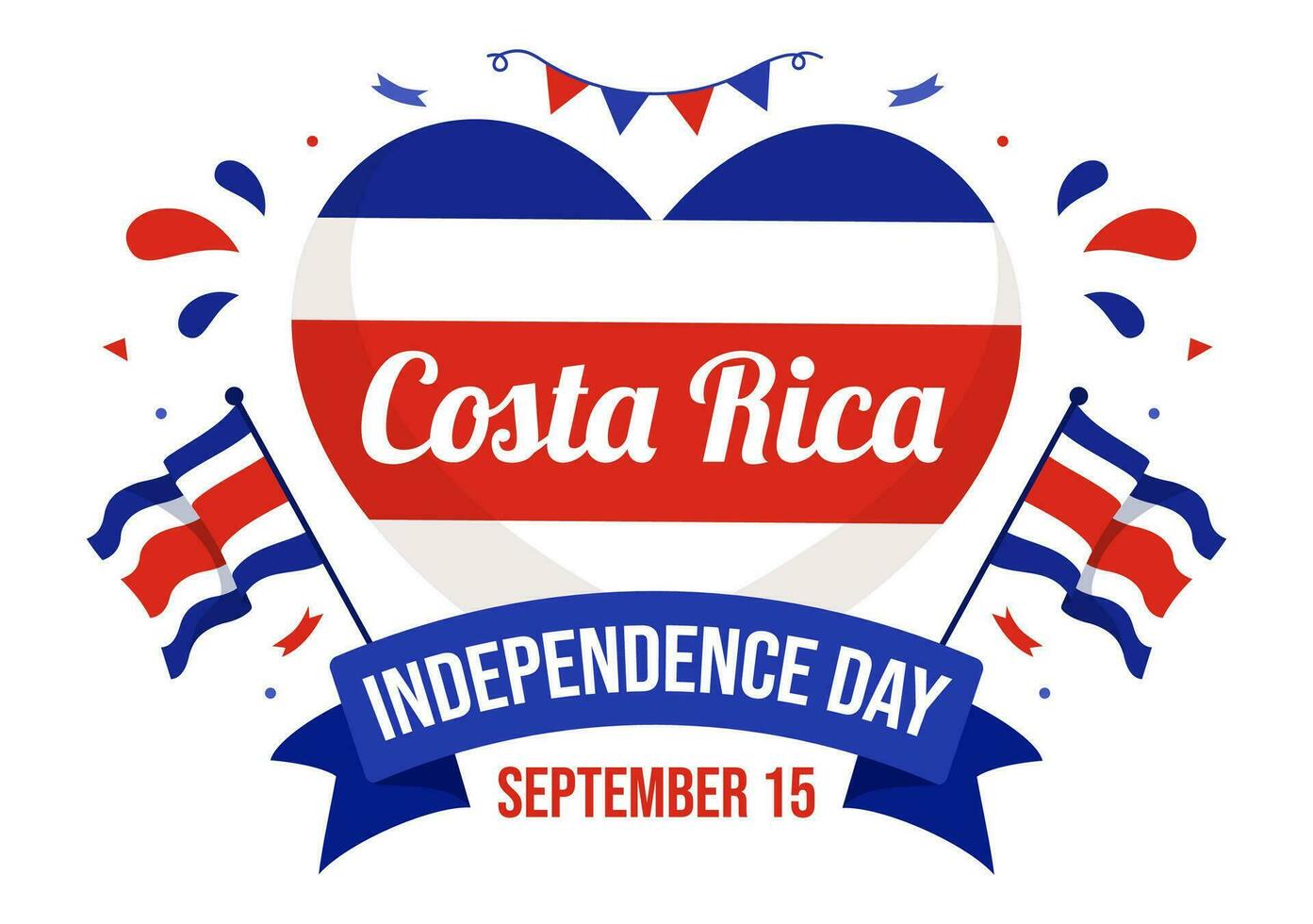 Happy Independence Day of Costa Rica Vector Illustration on September 15 with Waving Flag Background and Confetti in Hand Drawn Templates