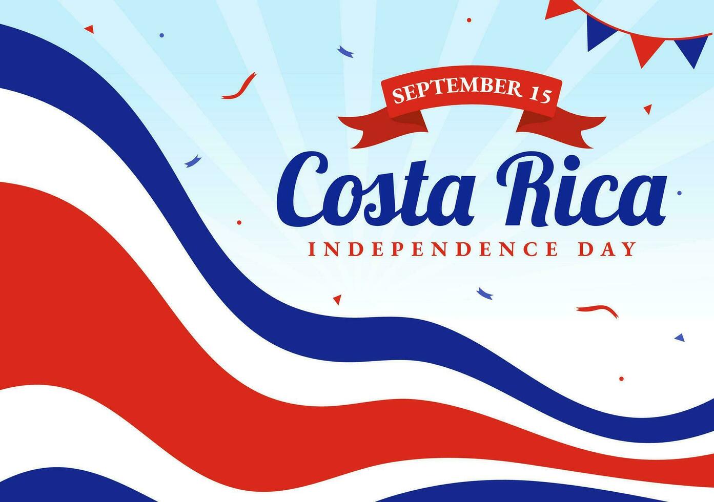 contento independencia día de costa rica vector ilustración en septiembre 15 con ondulación