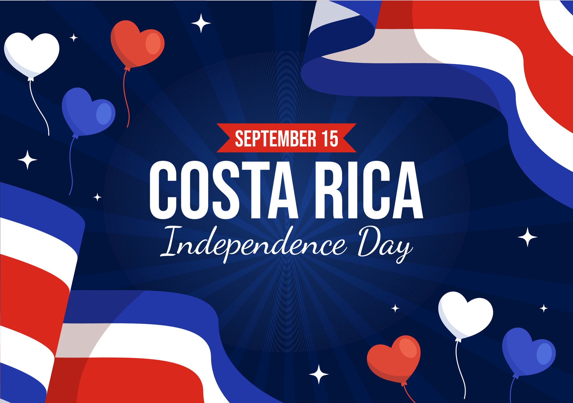 contento independencia día de costa rica vector ilustración en septiembre 15 con ondulación
