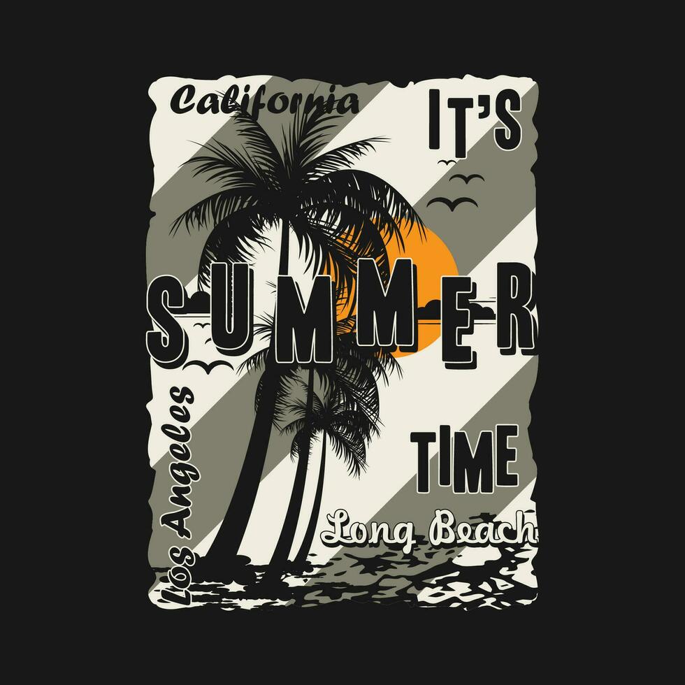 es verano hora en playa tema gráficos diseño, surf tipografía, t camisa vectores, verano aventuras vector