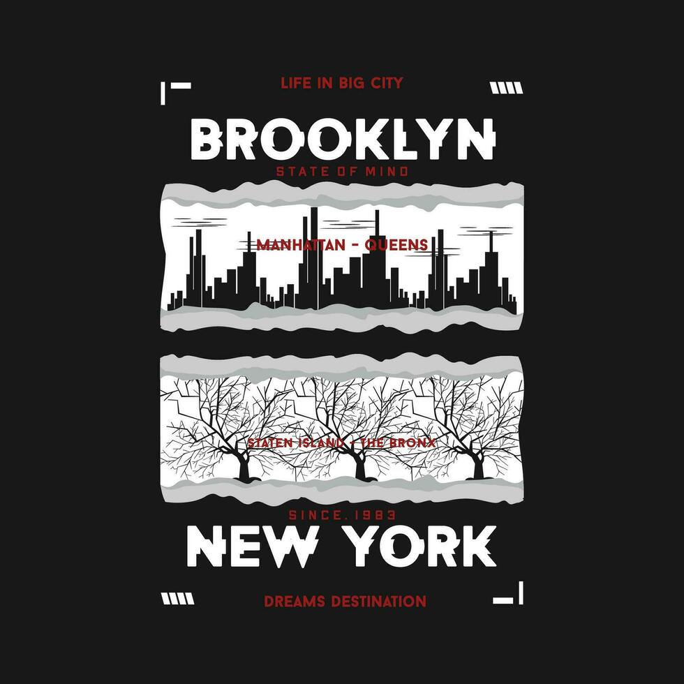 brooklyn urbano ciudad gráfico Moda estilo, t camisa diseño, tipografía vector, ilustración vector