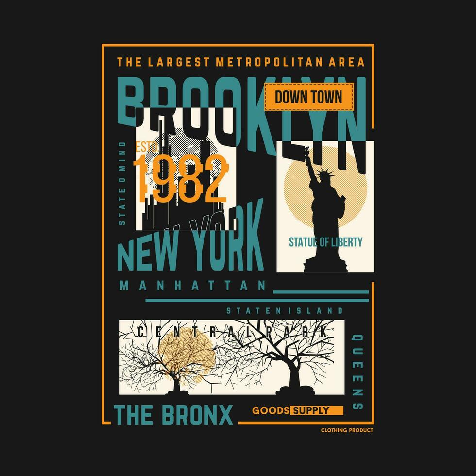 brooklyn typography vector, graphic design, fashion illustration, for casual style print t shirt vector