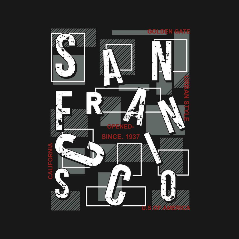 san francisco graphic design, typography vector, illustration, for print t shirt, cool modern style vector