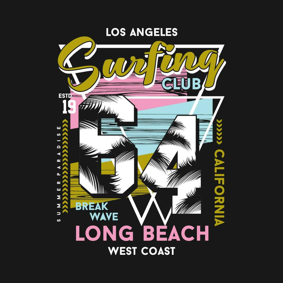 surfing club los angeles abstract graphic, typography vector, t shirt design illustration, good for ready print, and other use vector
